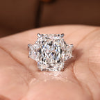 10 - 14 Carat Radiant Cut Diamond Ring with Trapezoid Side Stones