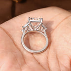 10 - 14 Carat Radiant Cut Diamond Ring with Trapezoid Side Stones
