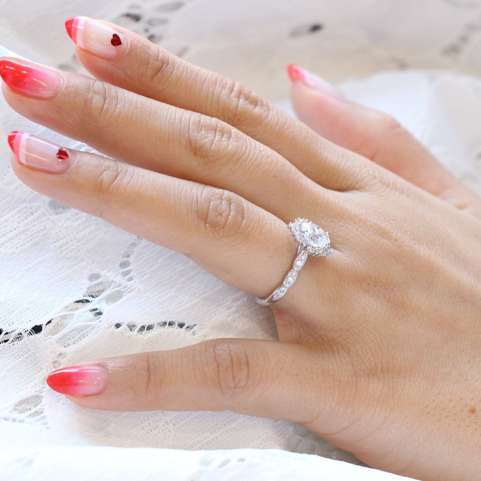 1.50 CT Oval Cut Vintage Halo Style Moissanite Engagement Ring