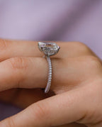 3.25 CT Emerald Moissanite Hidden Halo & Pave Setting Engagement Ring