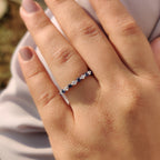 Round Cut Blue Diamond and Blue Sapphire Eternity Band