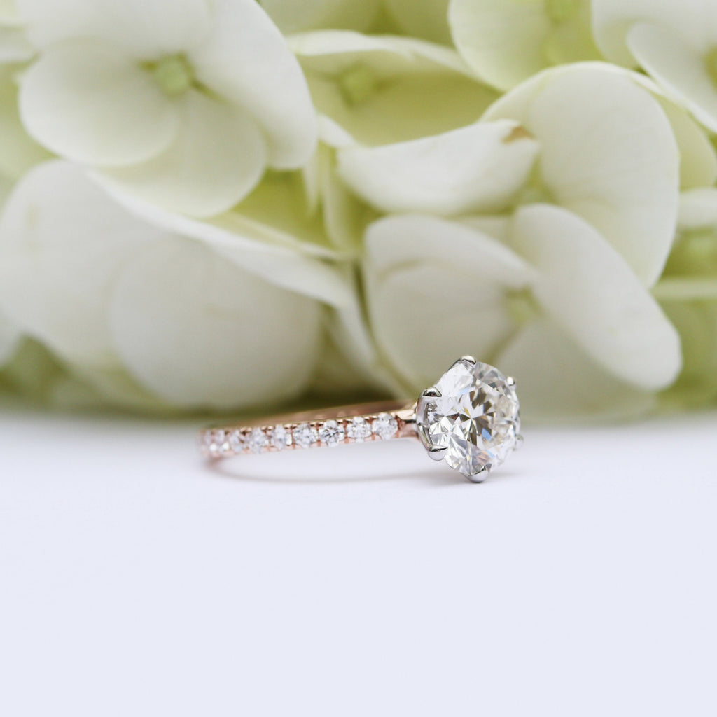 2.0 CT Round Moissanite Pave Setting Engagement Ring