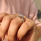 Pear Shaped Halo Engagement Ring In Round Cut Halo Style