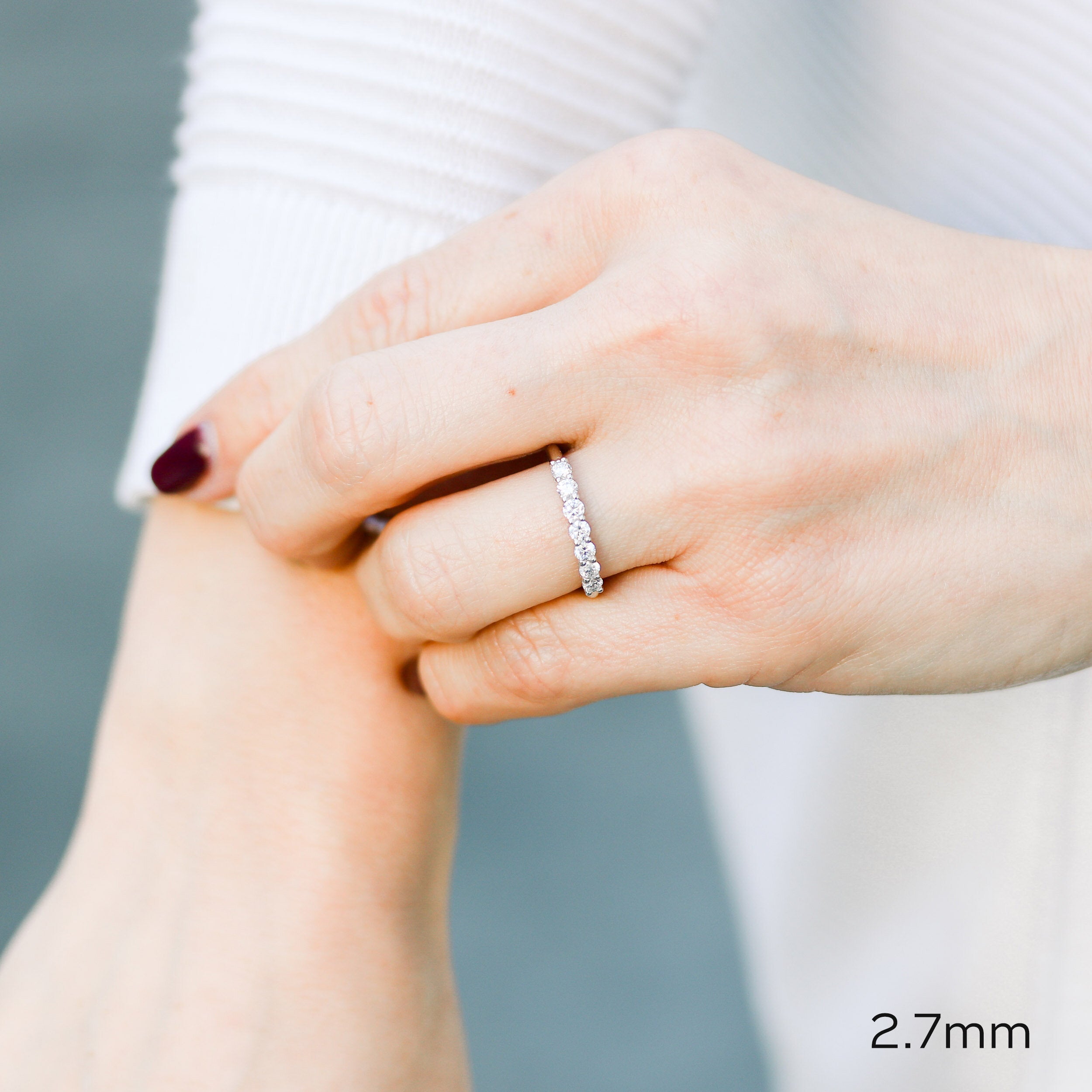 0.35 TCW Round Brilliant Cut 7 Stone Eternity Wedding Band