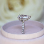 2.25 CT Pear Moissanite Hidden Halo Pave Setting Engagement Ring