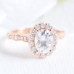 1.50CT Oval Cut Moissanite Halo Bridal Ring Set