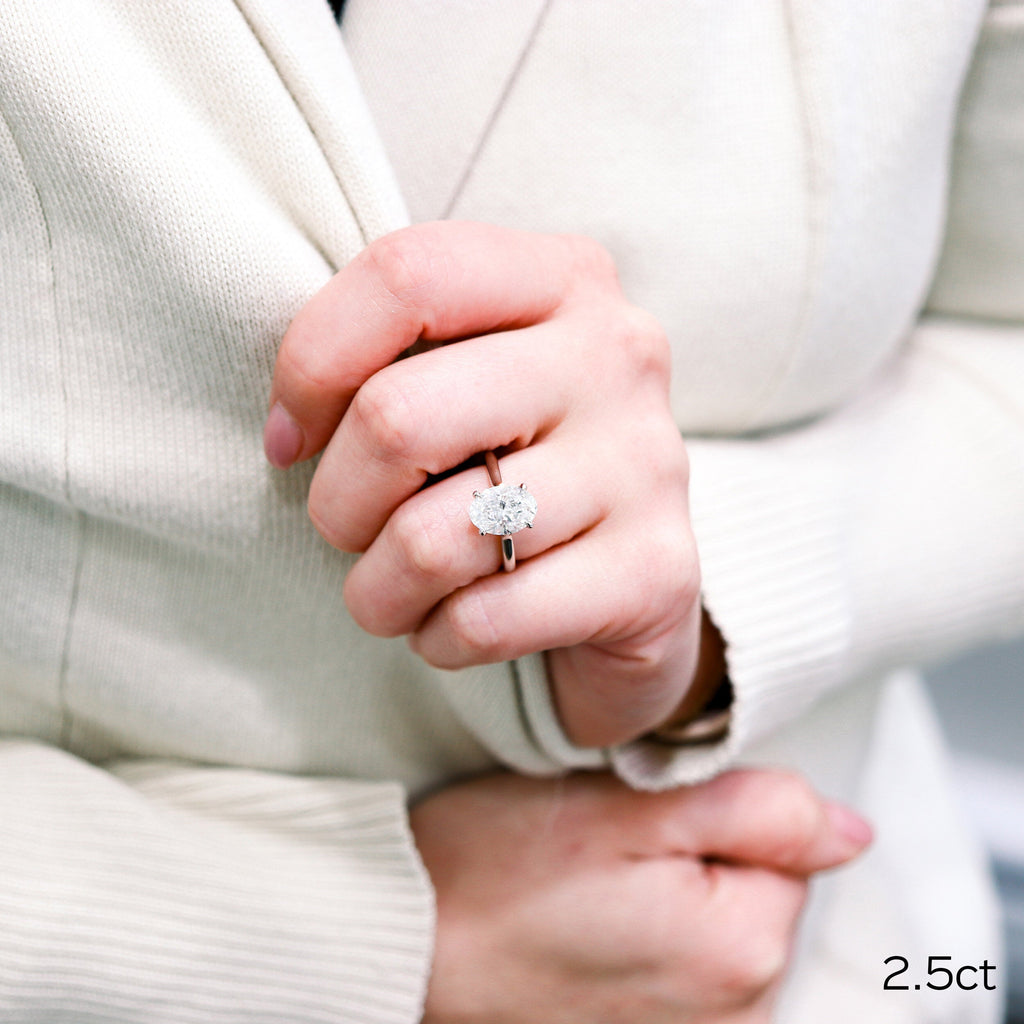 2.50 CT Oval Moissanite Solitaire Engagement Ring