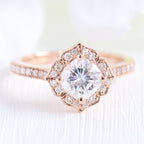 1.0CT Cushion Cut Moissanite Halo Bridal Ring Set