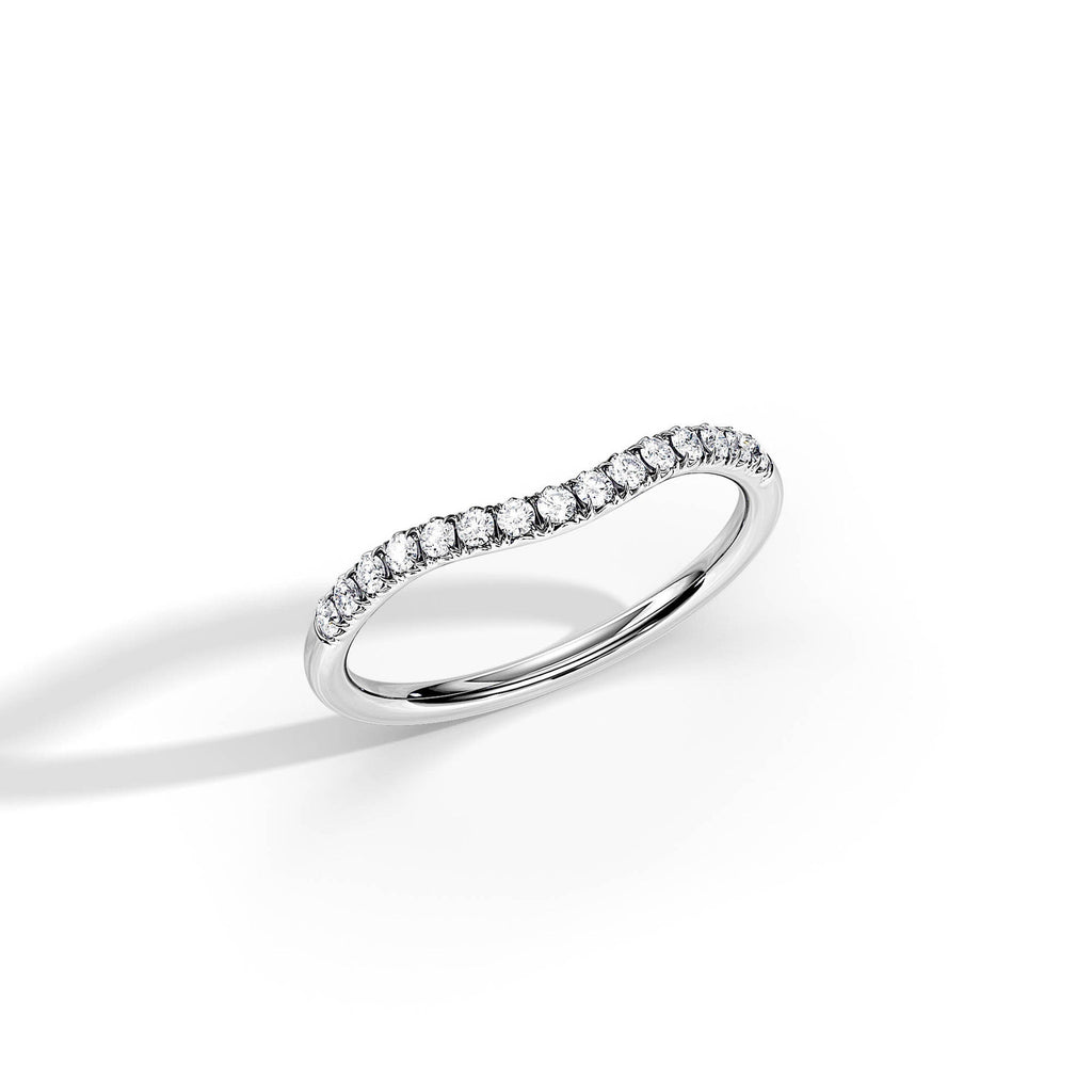 0.15 TCW Round Moissanite Curved Wedding Band