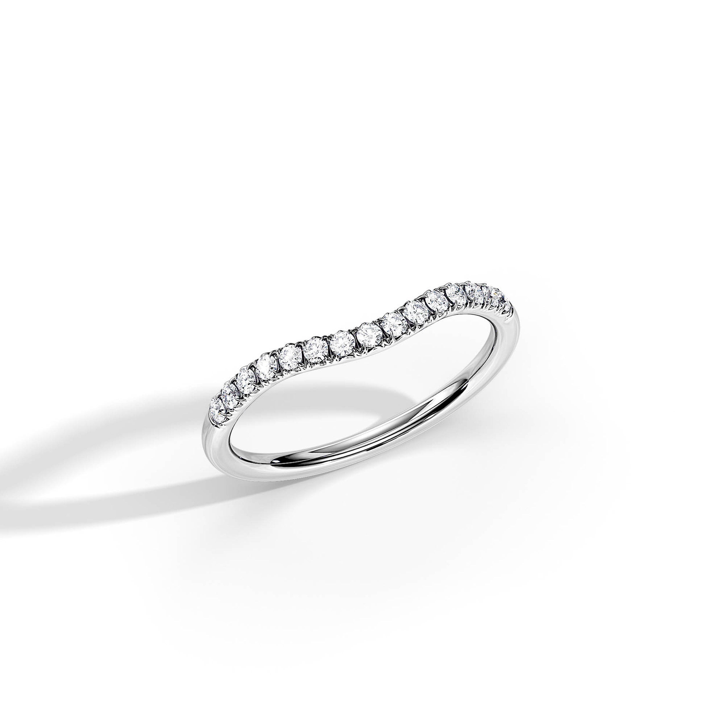 0.15 TCW Round Moissanite Curved Wedding Band
