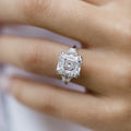4.10 CT Asscher Cut Moissanite Three Stones Engagement Ring