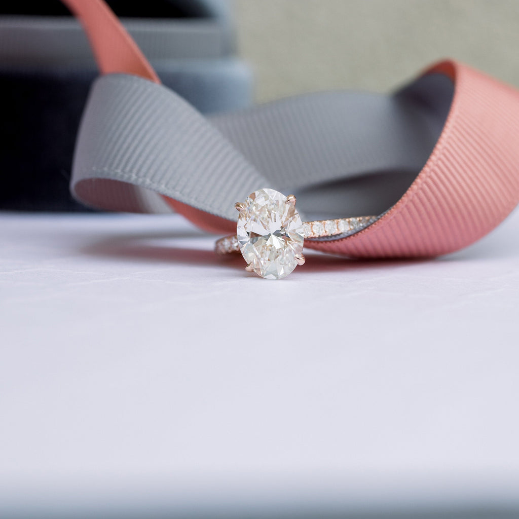 2.50 CT Oval Moissanite Pave Setting Engagement Ring
