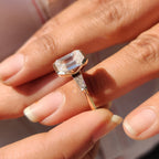 Emerald Cut Engagement Ring With Knife Edge Shank Band