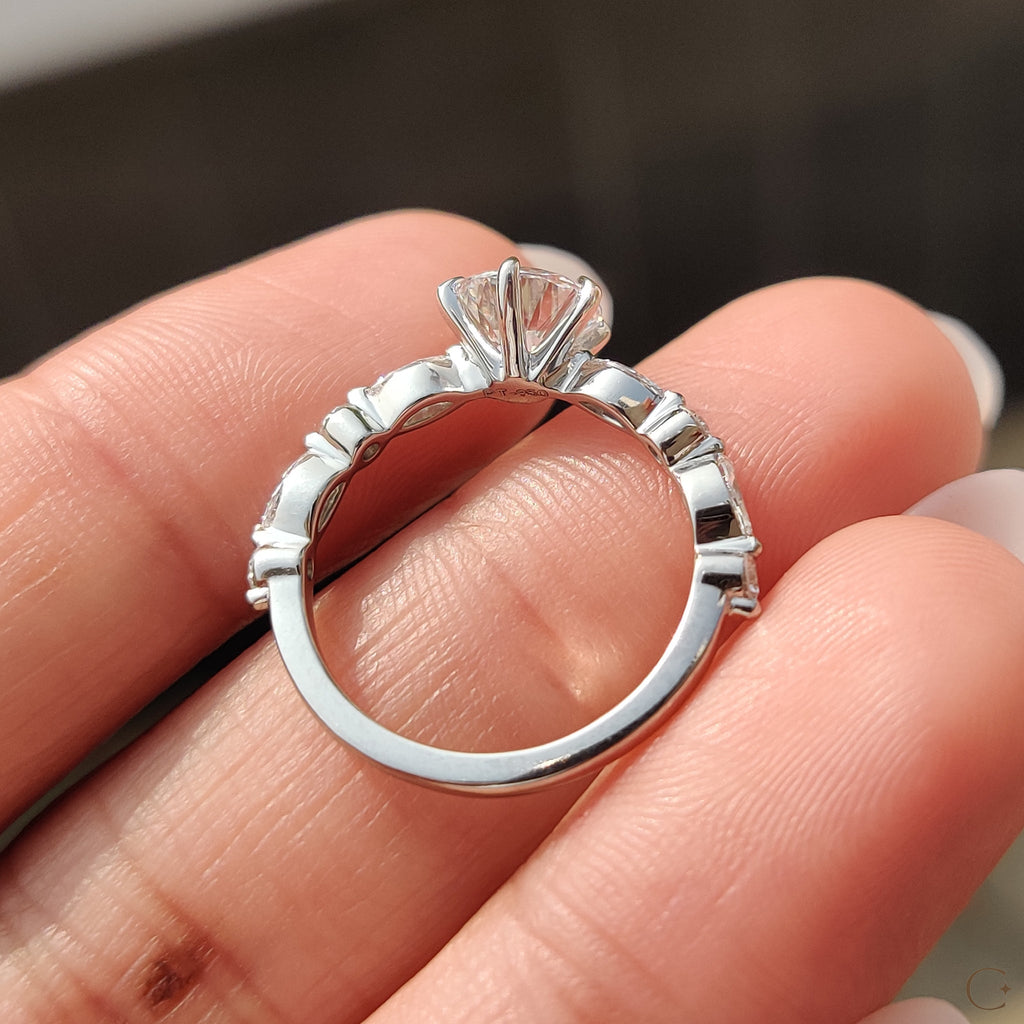 Lab Grown Round Diamond Ring In Share Prong Band