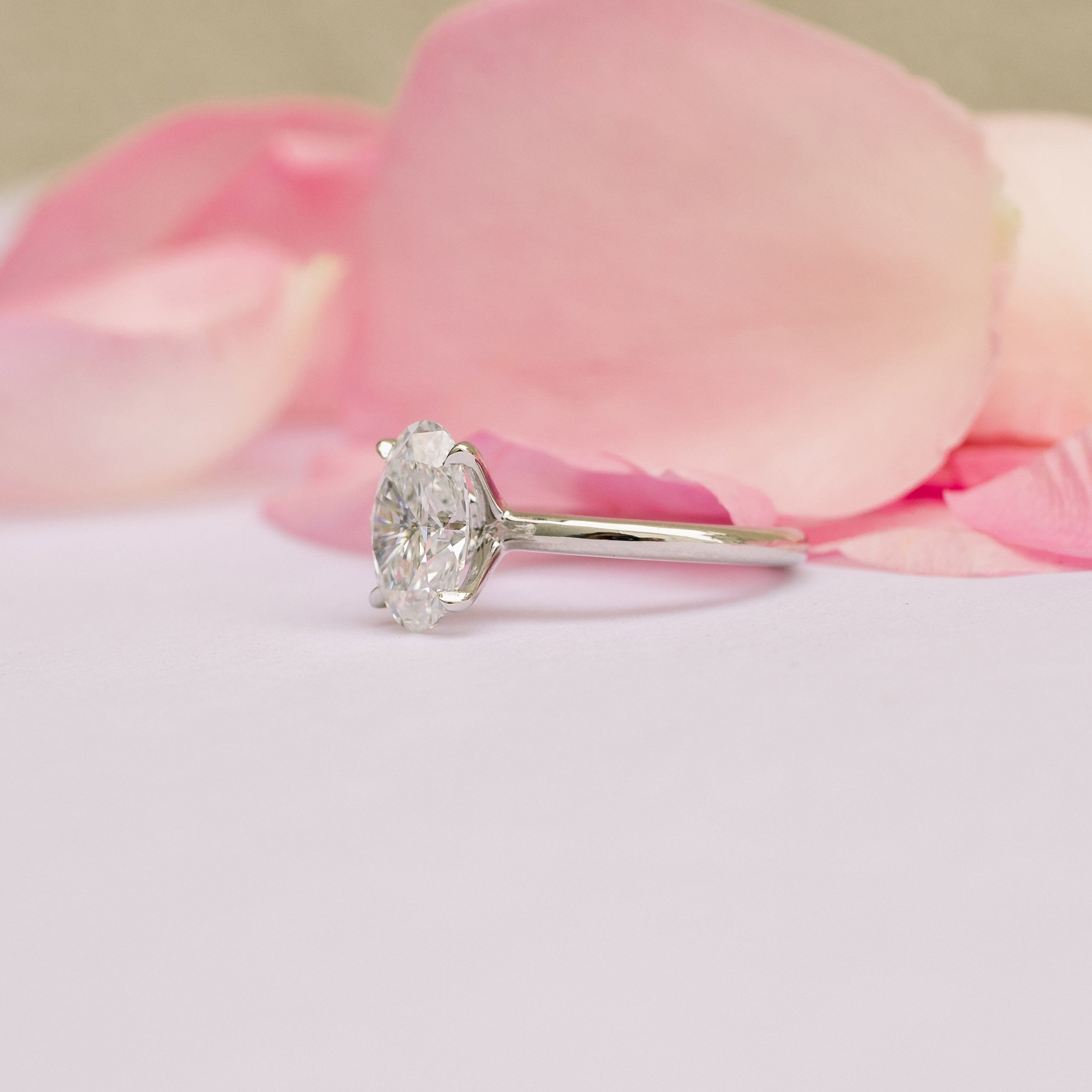 1.75 CT Oval Cut Solitaire Moissanite Engagement Ring