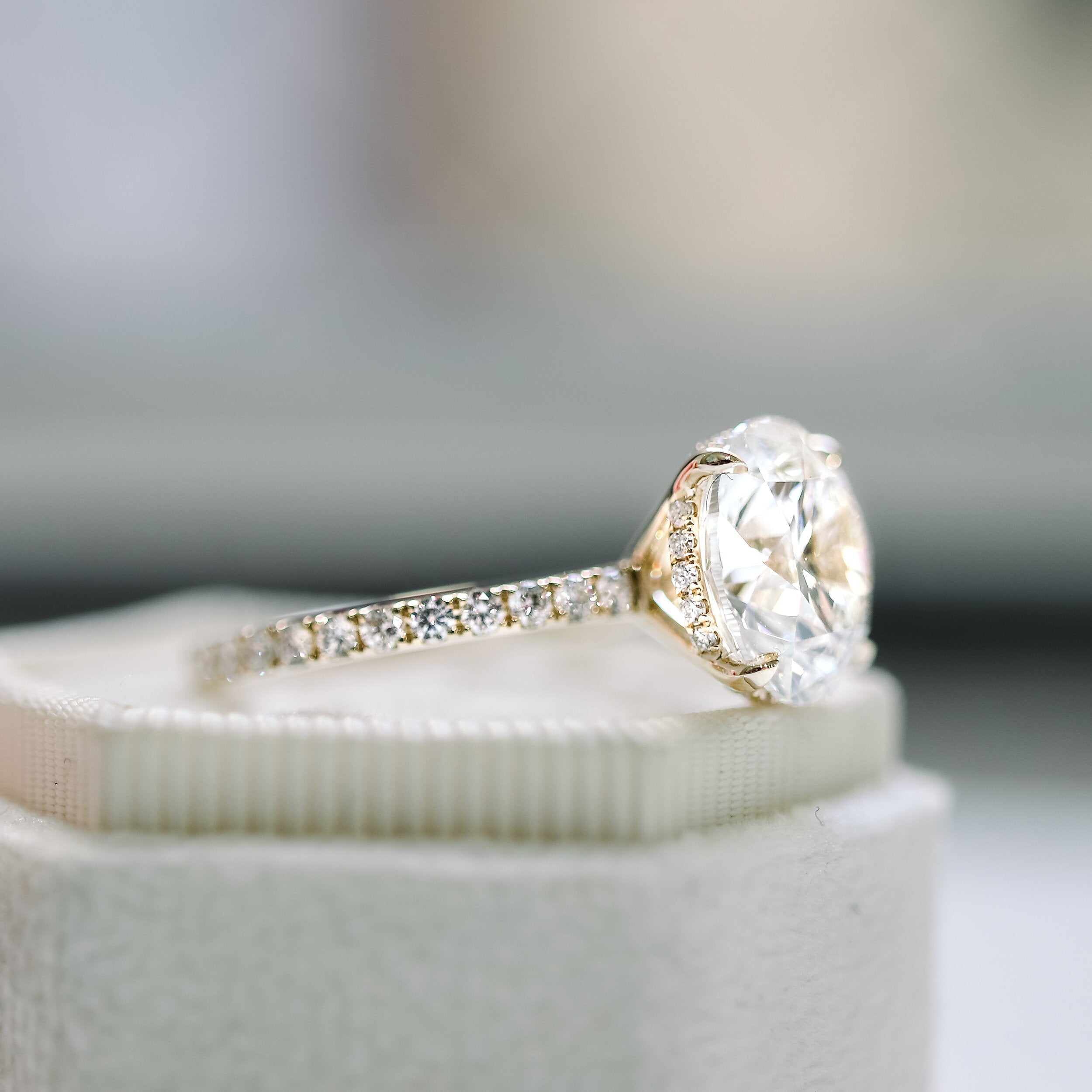 1.50 CT Round Cut Moissanite Pave Setting Engagement Ring