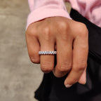 Round Diamond Wedding Band – Double Row Pave