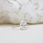 2.25 CT Oval Moissanite Pave Setting Engagement Ring