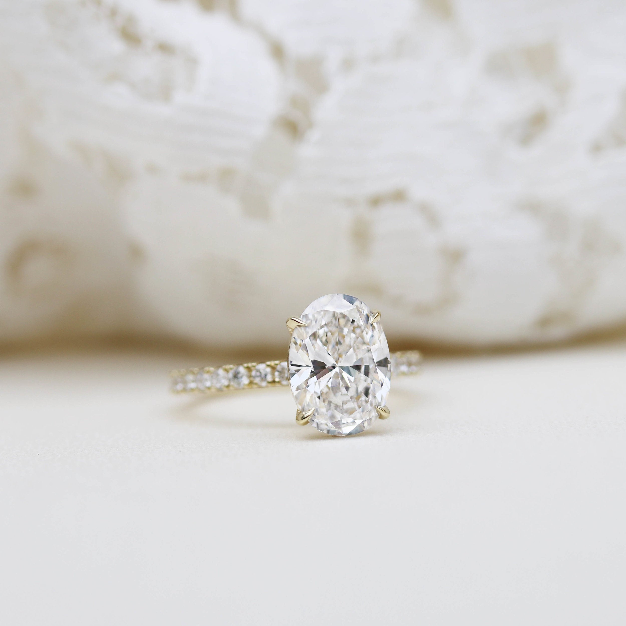 2.25 CT Oval Moissanite Pave Setting Engagement Ring