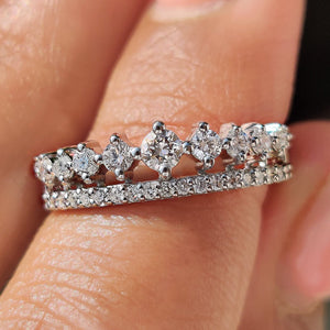 Round Cut Double Row Wedding Band