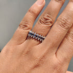 Baguette Cut Wedding Band With Three Row Pave style
