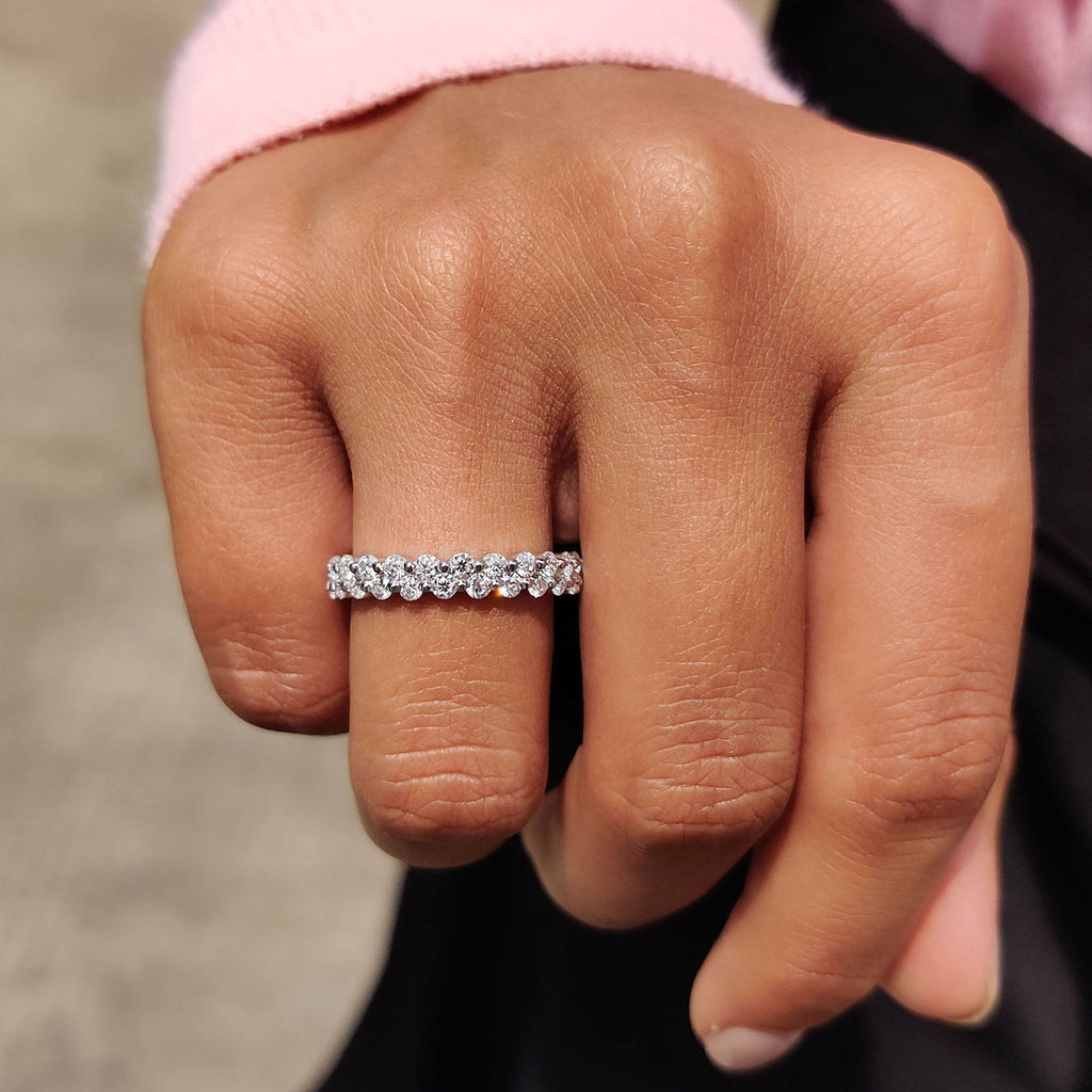3/4 Eternity Band In Round Cut Double Row Setting