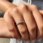 Pear And Round Cut Curved Moissanite Wedding Band