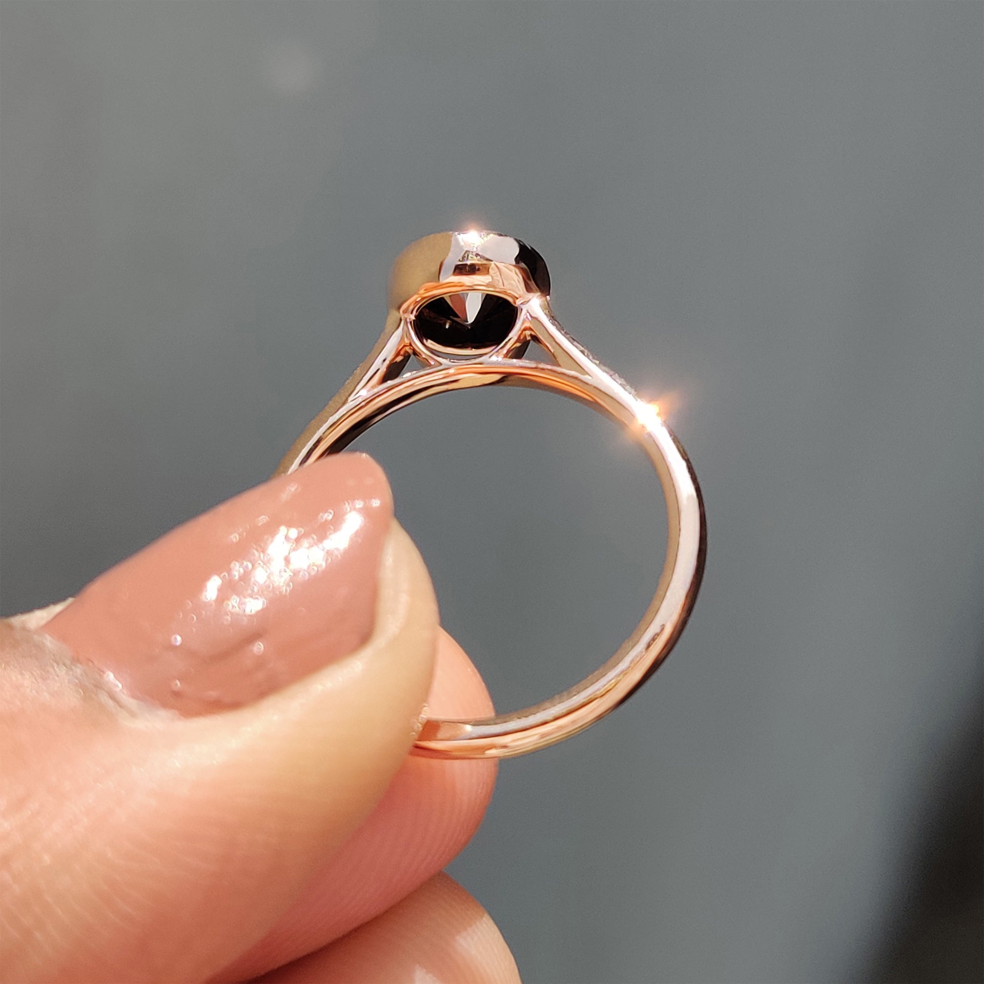 Round Cut Black Moissanite Ring With Solitaire Style