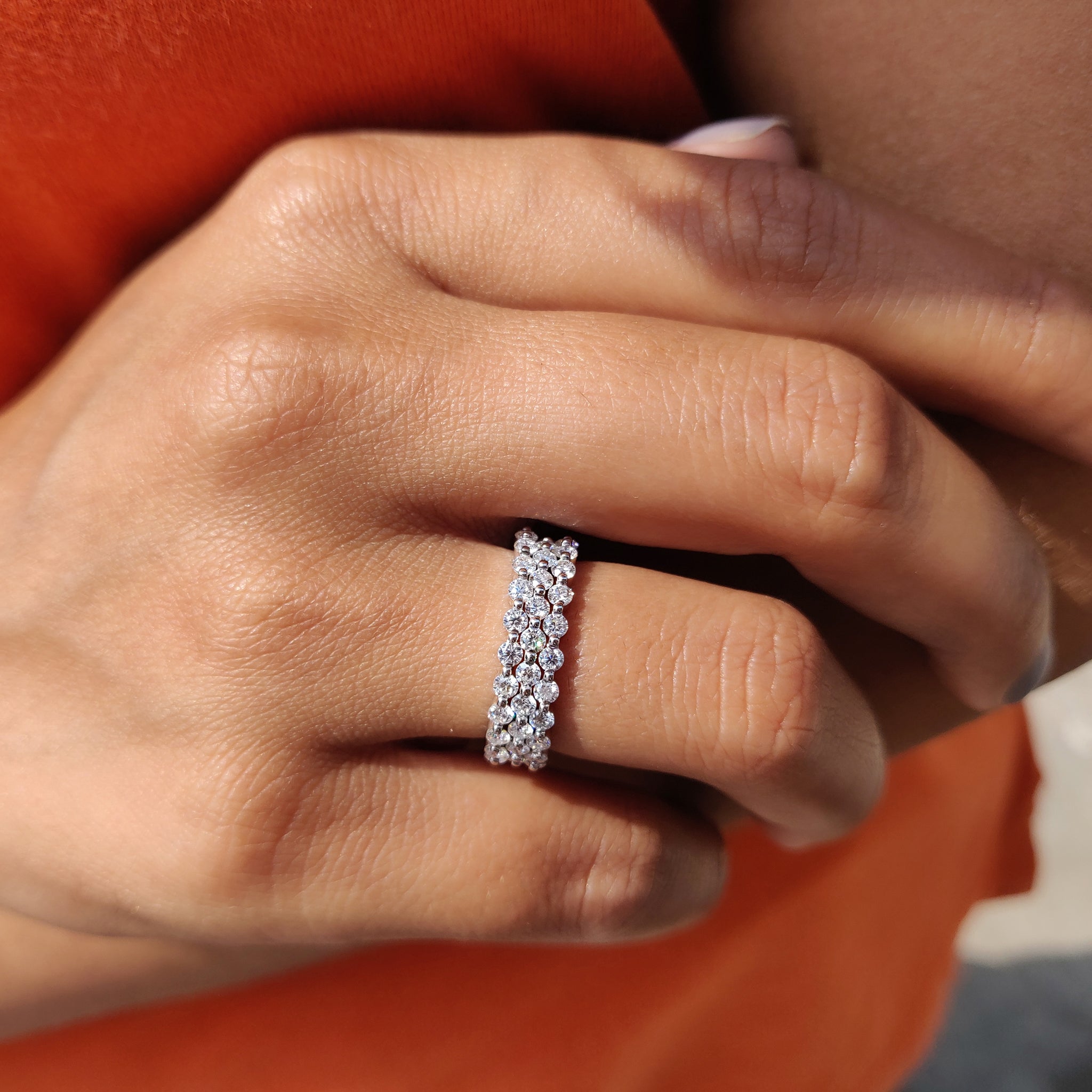 Set Of 3 Wedding Full Eternity Band Imagen secundaria del producto