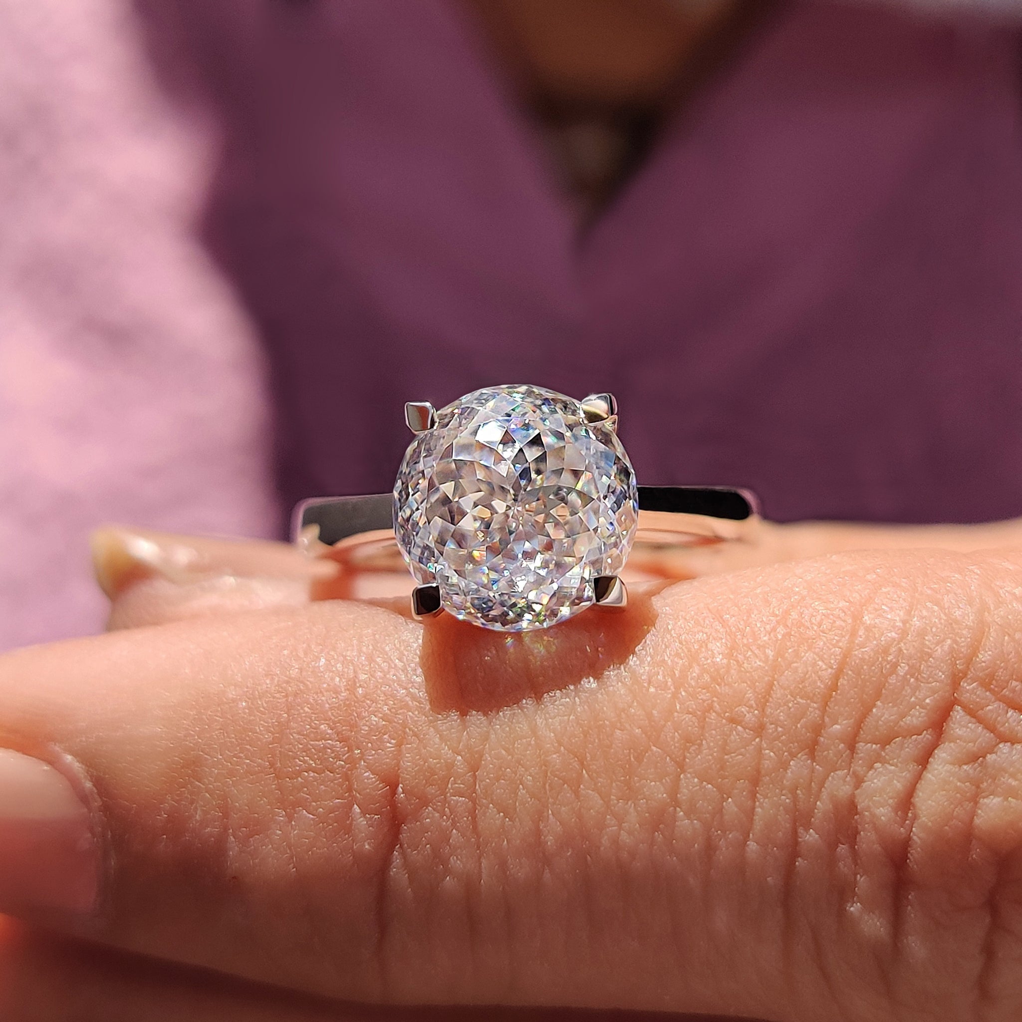 Moissanite Solitaire Ring With portuguese Cut Secondary image