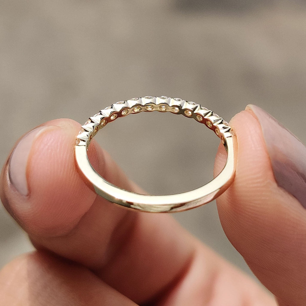 Round Cut Half Eternity Band With French Pave Style