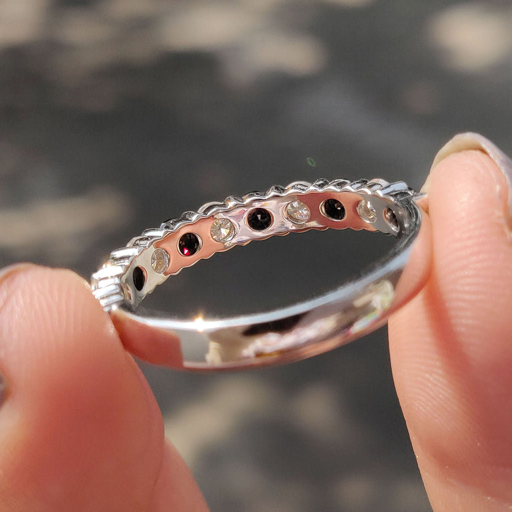 Round Cut Moissanite White Gold Wedding Band