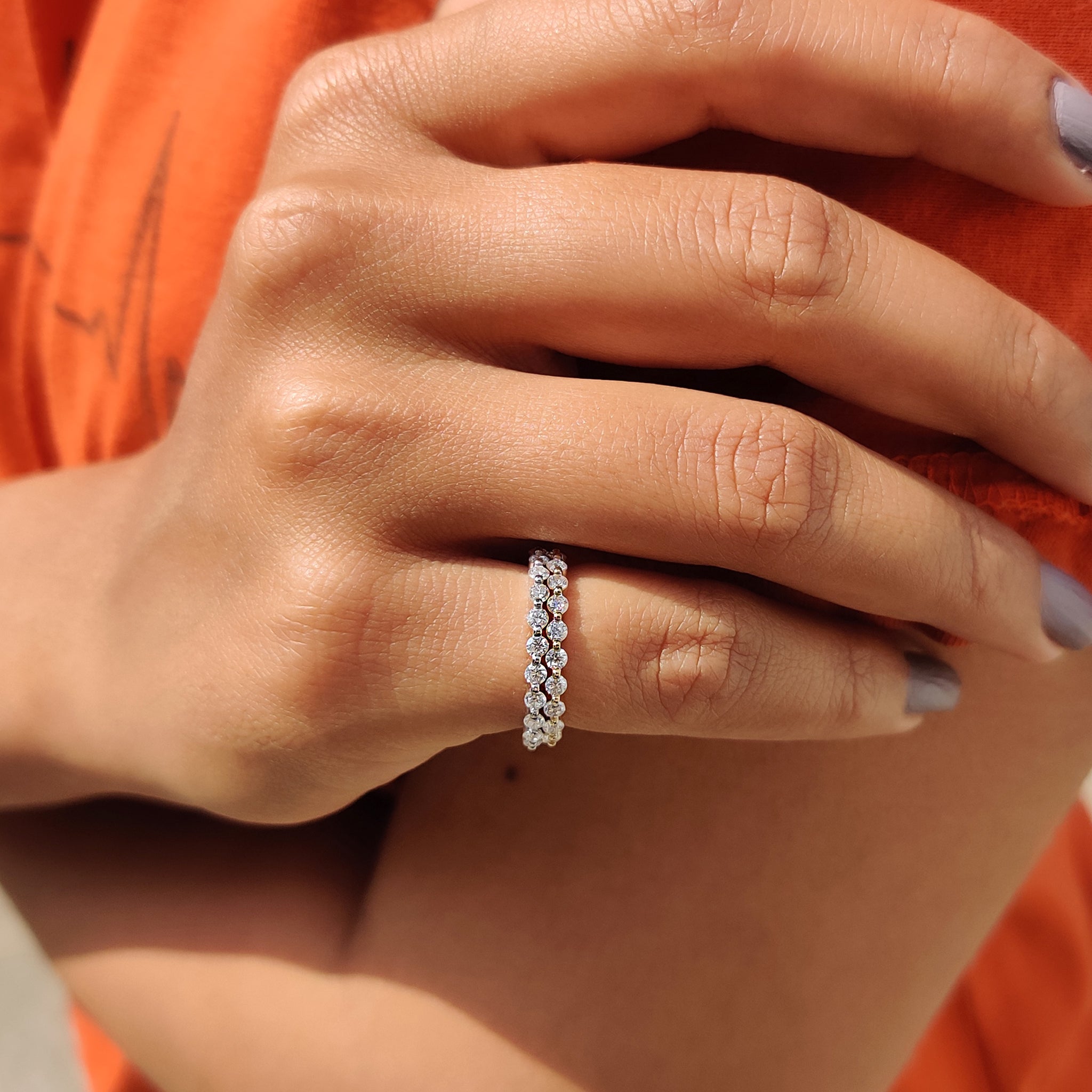Round Moissanite Full Eternity Band