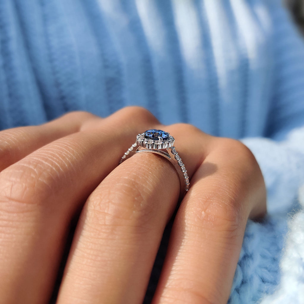 Round Moissanite Halo Engagement Ring