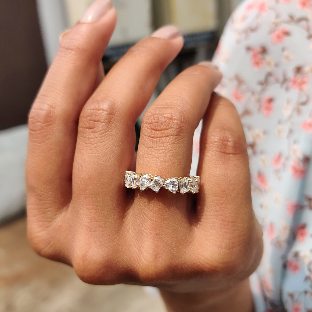 Oval, Pear, Heart, and Emerald Moissanite Multi Shape Eternity Band