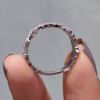 Vintage Style Wedding Band With Round Moissanite