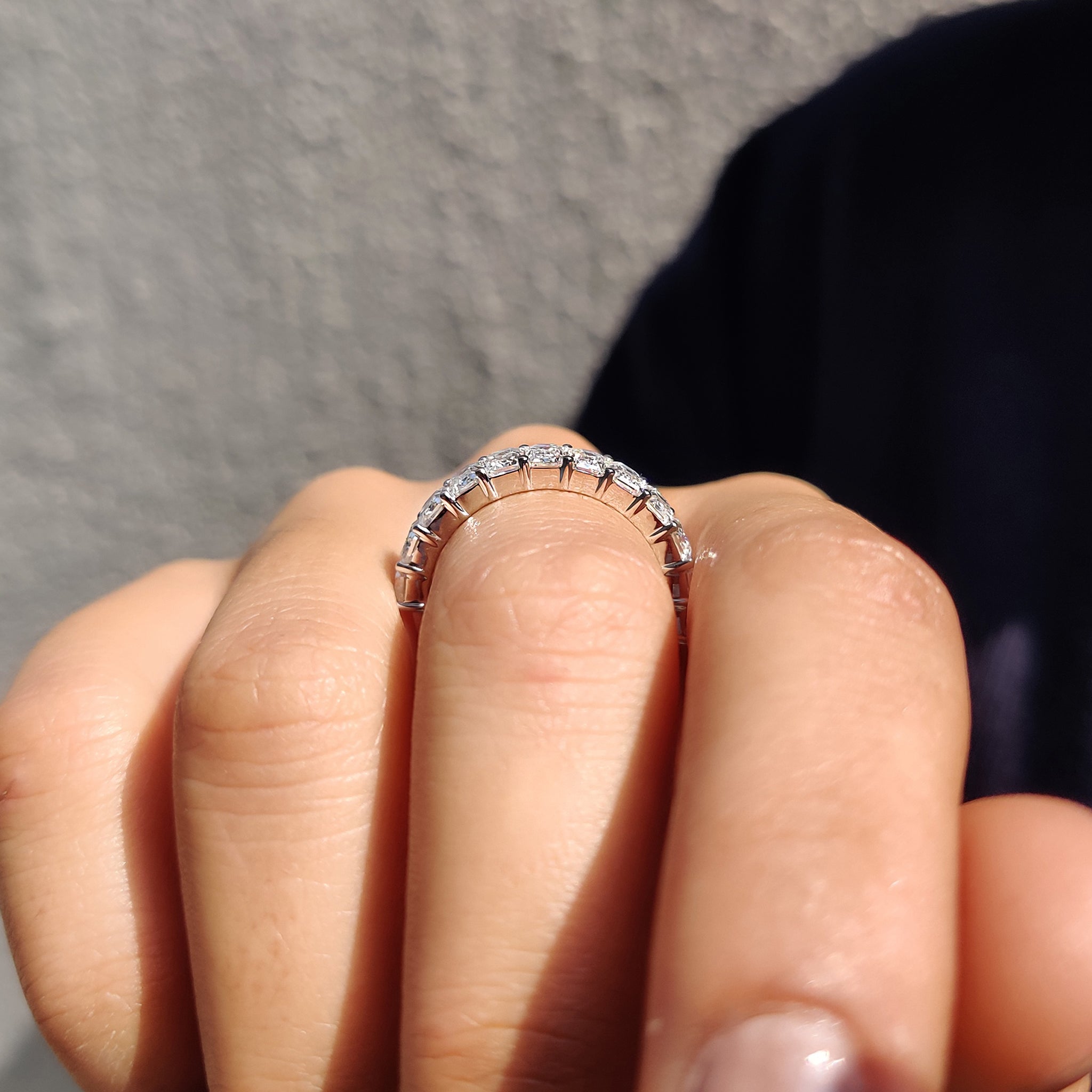 Half Eternity Emerald Cut Wedding Band