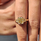 Light Yellow Cushion Cut Moissanite Engagement Ring