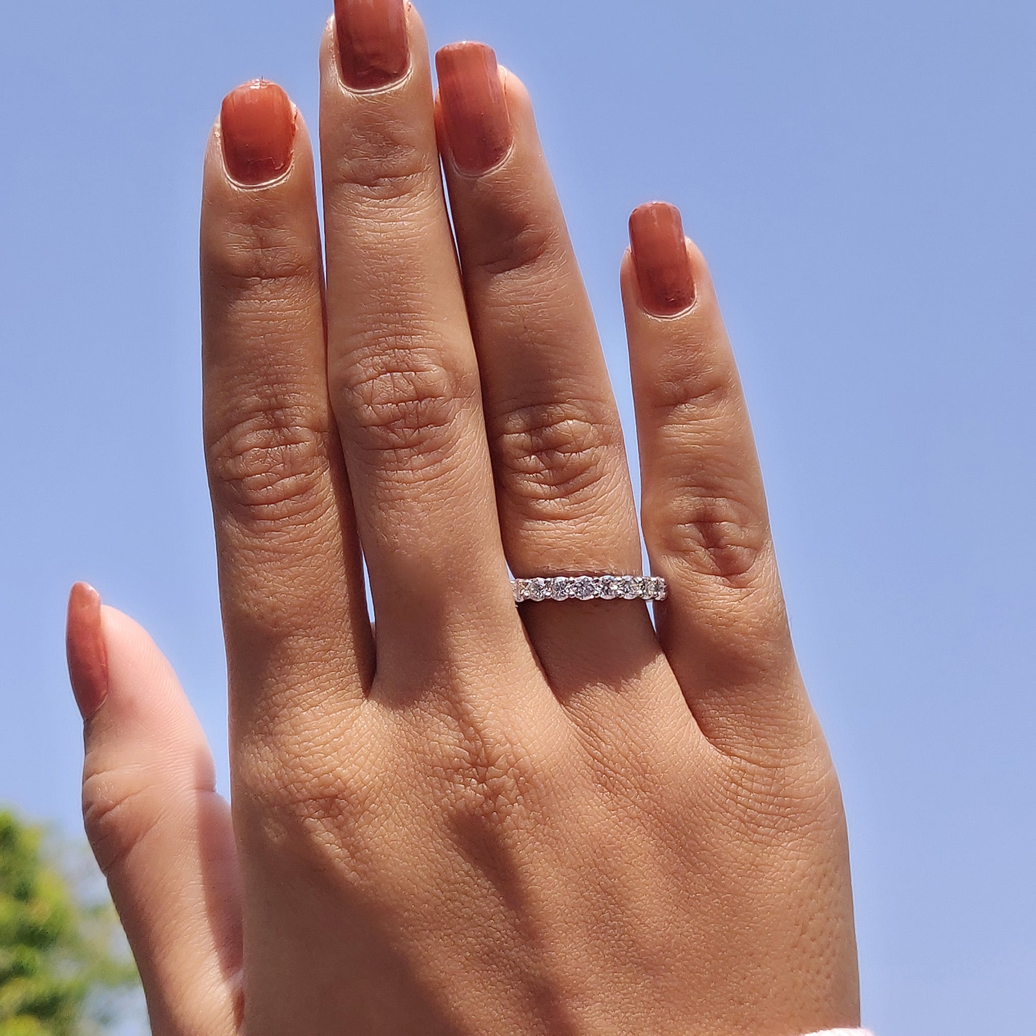 Moissanite Eternity Band White Gold With Round Cut