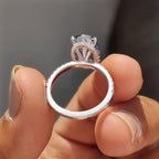 Royal Dark Blue Oval Hidden Halo Engagement Ring
