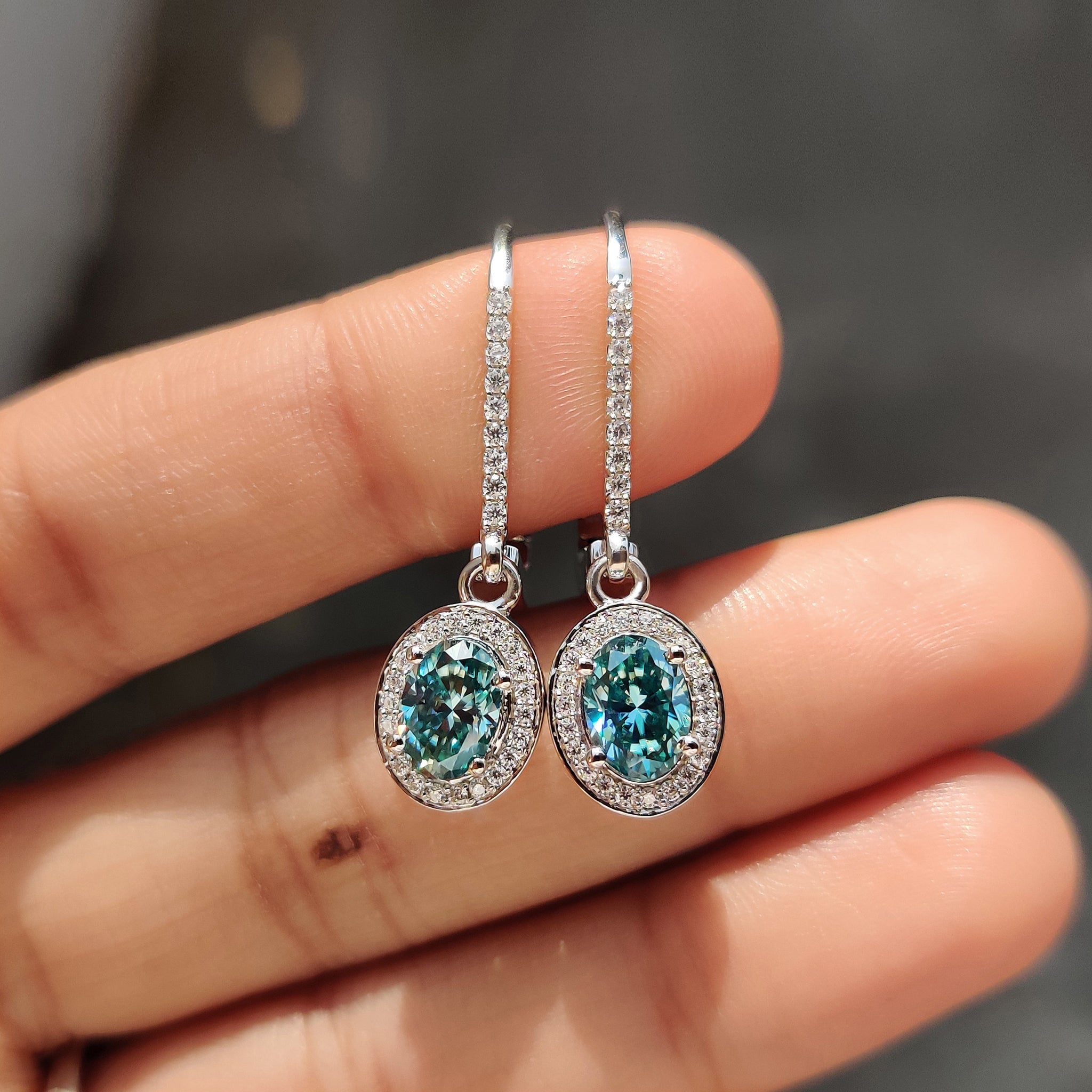 Oval Cut Earrings In Halo Style Main image