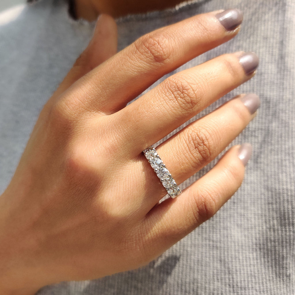 Jubilee Cut Moissanite Wedding Band In Full Eternity Style
