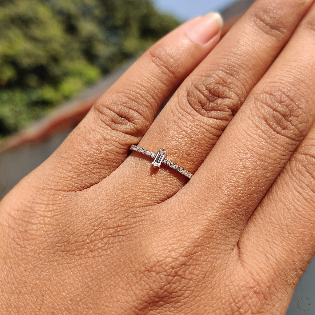Baguette Diamond Ring In Pave Style