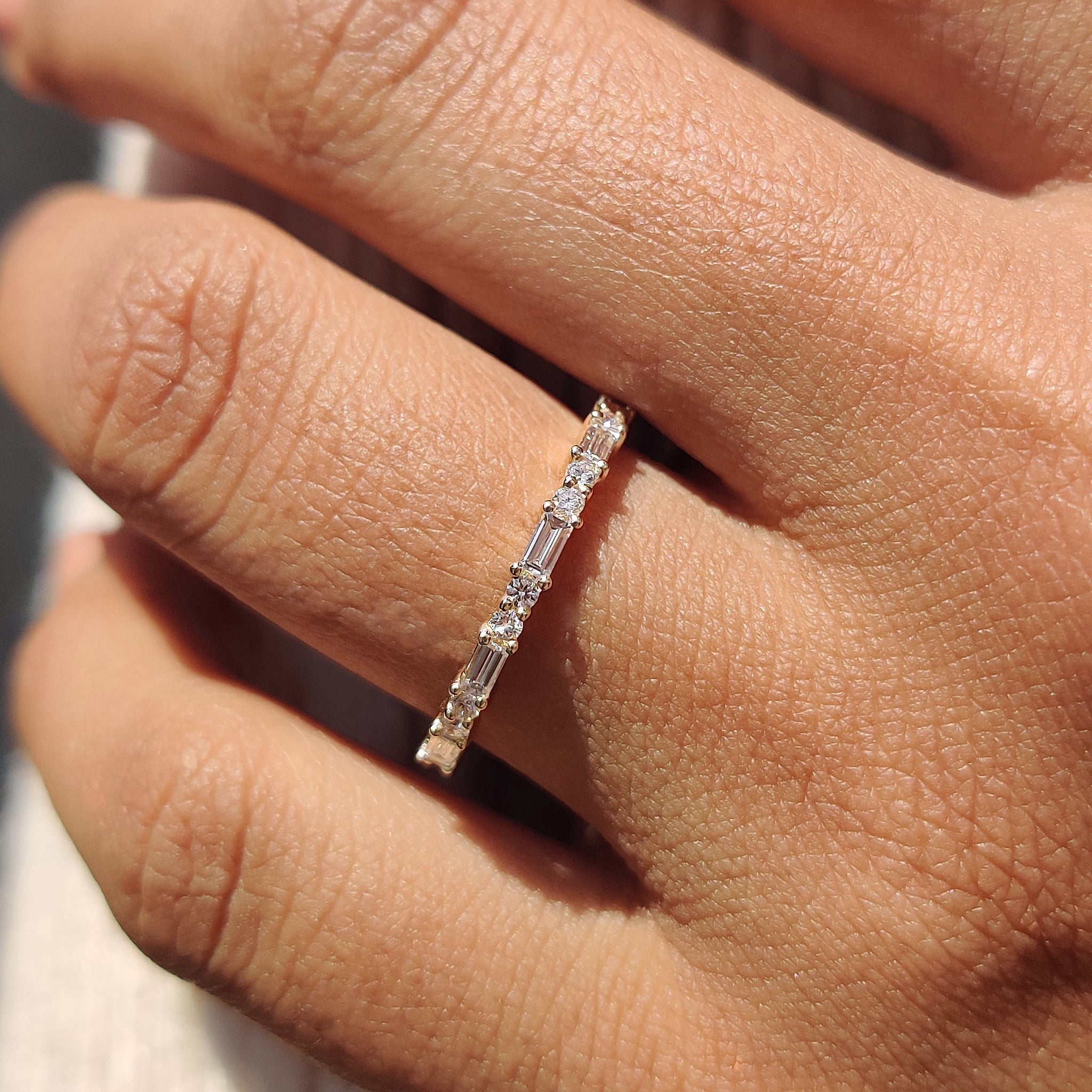 Baguette And Round Wedding Band In Half Eternity Secondary image