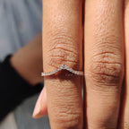 Round Cut Chevron Diamond Wedding Band