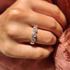 Round Rose Cut 5 Stone Wedding Band With Milgrain Set