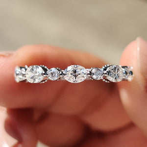 Oval Cut Round Cut Moissanite 3/4 Eternity Band