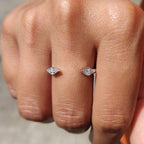 White Gold Open Ring In Round Cut Moissanite