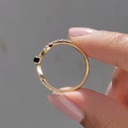 V Shaped Wedding Band With Black Stone