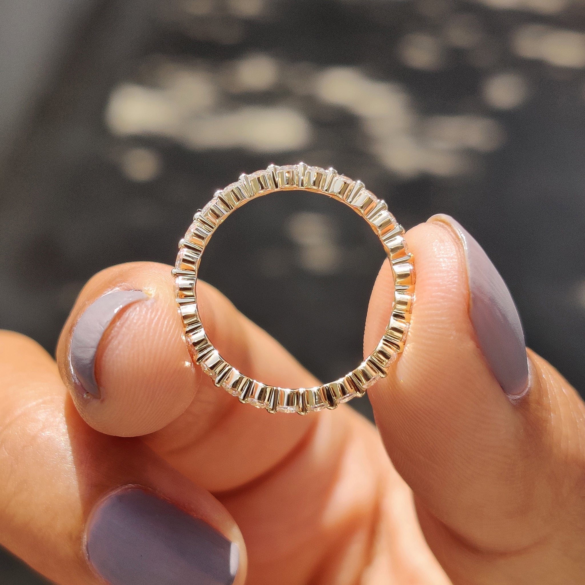 Yellow Gold Eternity Band In Round Cut Moissanite